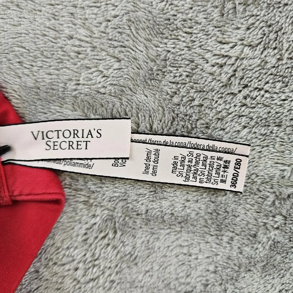 Victoria’s Secret 36DD Red Lace Bra Romantic Bombshell Femme Glam